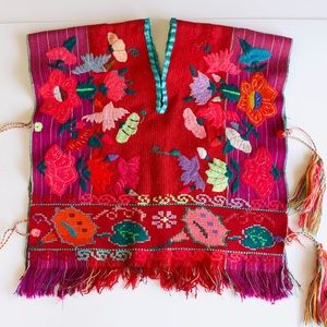 Traditional Zinacantan handwoven poncho style blouse